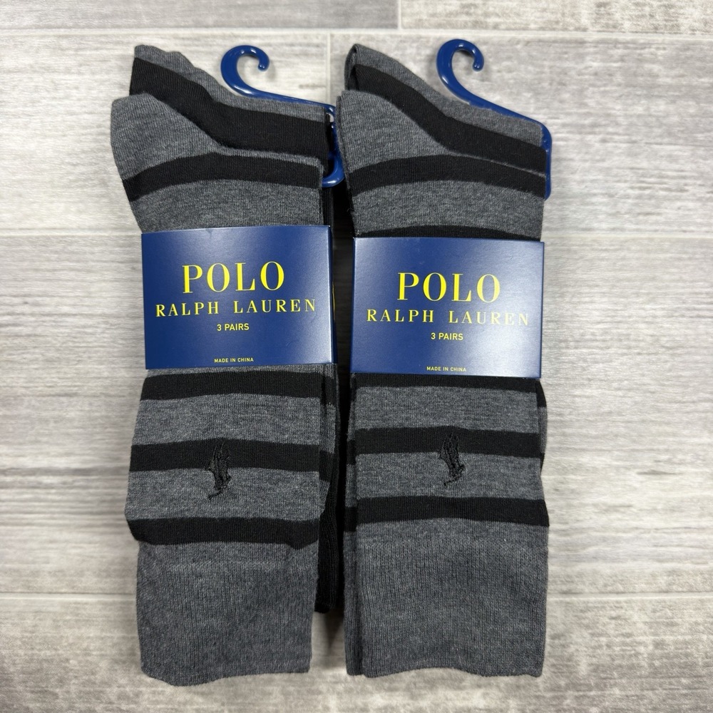 3 NEW PAIRS MEN'S POLO RALPH LAUREN CASUAL DRESS SOCKS SIZE 10-13, LOT OF 2